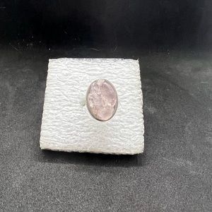 Rose quartz stainless steel ring - size 7.5